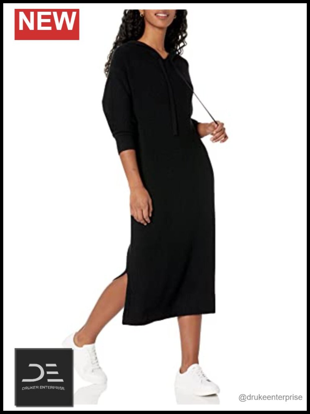 Cozy Viscose Blend Hoodie Midi Dress